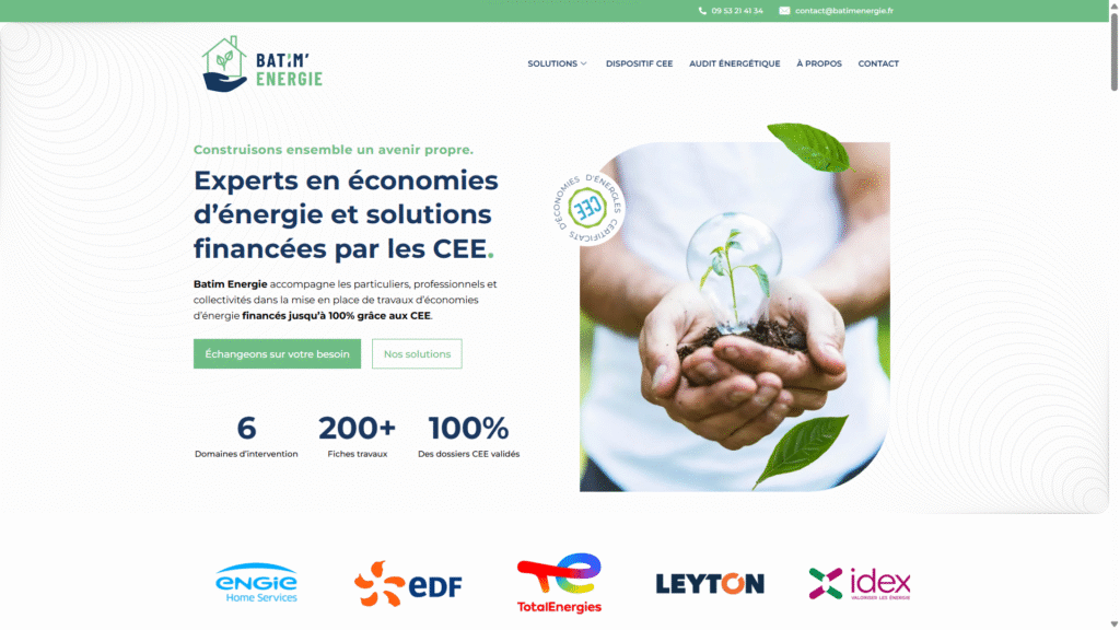 Creation de site internet vitrine Batim Energie