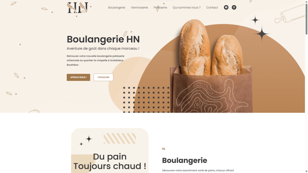 Creation de site internet vitrine Boulangerie HN